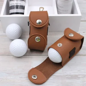 Golf Waist Mounted Leather Ball Bag Portable Golf Tee Clip Accessories Storage Bag