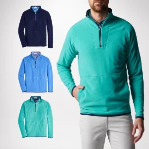 Golf Winter Custom Logo Plain Dyed Solid Half Quarter Zip Collar Golf Pullover Golf Clothing