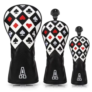Golf Wood Cover Set 3Pcs PU Leather Waterproof Headcovers for Driver Fairway Hybrid Custom Logo