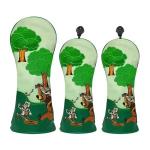 Golf Wood headcover Pompon Barrel Blade Mallet Sleeve Protector Quilted Pattern Diamond Plaid Koi Fisherman Hat Golf headcover