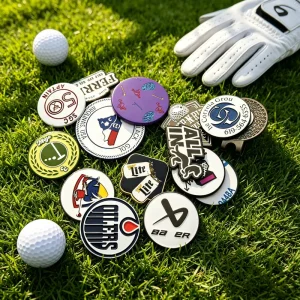 Golf Zink Legierung Magnetic Antike Messing Clip on Custom Four Leaf Clover Golf Ball Marker Stainless Steel Golf Bracelet Blank