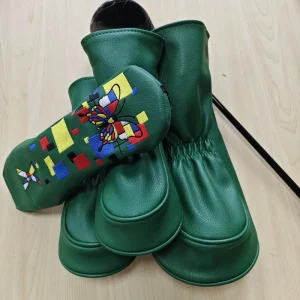 Golf headcover butterfly embroidery PU leather driver head cover fairway wood cover hybrid headcover custom logo