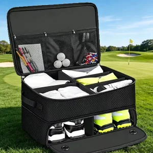 Golfers Storage Expandable Compartment Zipper Microfiber Synthetic Leather Large Capacity Golf Essential Accessories Air Cushion