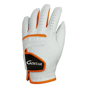 Gostar Unisex Golf Gloves White Cabretta Leather Breathable Non Slip Grip Customized Design