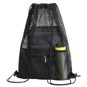 Grass Art Unisex Mesh Rope Storage Backpack 20-38L Capacity with Drawstring Pocket for Golf Sports Swimming Beach Gym