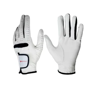 HBG 0020 Custom Softness Cabretta Leather Golf Gloves White Breathable Full Finger Hook Loop Closure Cycling Sports