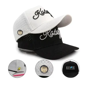 HS41 5 Panel White Black Waterproof Hat Men Baseball Caps For Man Women Laser Cut Golf Hat 3D Embroidery Logo Caps