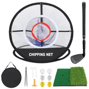 HW Golf Swing Trainer Chipping Net Set Foldable Indoor Outdoor Practice System Perfect for Chipping & Pitching Training