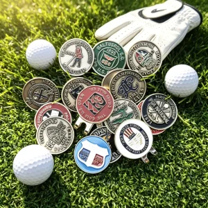 Hammered Edge Steel Blank Resin Novelty Golf Ball Marker Random Medallion Plastic and Towel Free Shipping
