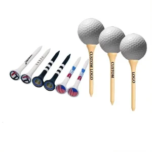 Hand Painted Diagonal Striped Bamboo Golf Tees Custom Logo Custom Color Silk Screen Printed Promotional Sports Souvenir Gifts