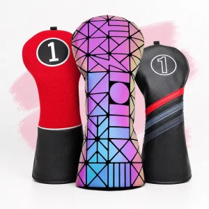 Hand Stitched Needlepoint Golf Wood Cover Classic Vintage Pattern Protective Magnetic Closure Mallet Blade Golf Headcover