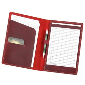 Handmade Leather Golf Scorecard Holder with Pencil Holder Vintage Golf Yardage Book Cover with Card Slot