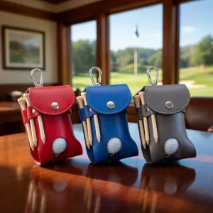 Handmade Personalized Magnetic Mini Golf Ball Holder Portable Laserable Leatherette Golf Tee Holder