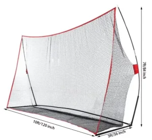 Heavy Duty 10x7ft Golf Hitting Net Training Aid with Glass & Iron Construction for Outdoor Swing Practice