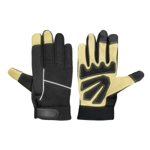Heavy Duty Grain Cowhide Work Gloves Padded Palm Breathable Mesh Back Safety Mechanic Gloves Custom Logo OEM ODM