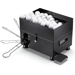 Heavy Duty Metal Golf Ball Dispenser Foot Operated Automatic Tee Machine 50 Balls Storage Left Right Hand Training Accessories