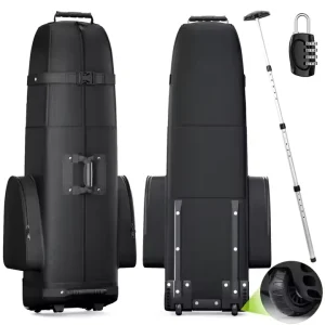 Heavy-Duty Polyester External Frame Golf Travel Trolley Bag Zipper Hasp Closure Waterproof Wear-Resistant 2 Reinforced Wheels