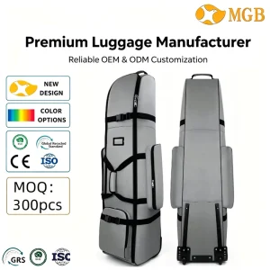 Heavy Duty Polyester Golf Travel Trolley Bag Wear Resistant Oxford Material Waterproof Foldable 2 Reinforced Wheels Zipper