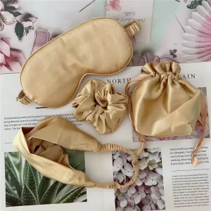 Heenlong Super Soft Elastic Blindfold Eyeshade Eye Cover Hairband Hair Scrunchy Satin Silk Sleeping Mask Travel Nap Luxury