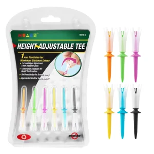 Height Adjustable Conform Golf Rules Golf Ball Tees Layered Plastic Tee Stepped Lift Ball Holder Spiral Mixed Colors 6piece Pack