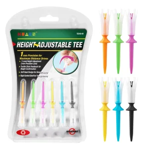 Height Adjustable Golf Tee Eco friendly TPE Golf Ball Tees Layered Stepped Lift Spiral Mixed Colors 68mm 6piece Pack Ball Holder