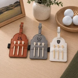High Contrast Blank Laserable Leatherette Golf Tag With Tee Bulk Custom Monogram Bag Tag Holder for Pro Shop Supply