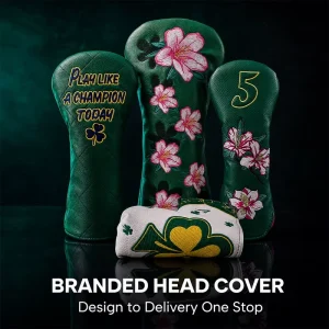 High Density Embroidery PU Leather Golf Club Headcover Set for #1 #3 #5 Driver Fairway Hybrid OEM Factory Direct Golf Head Cover