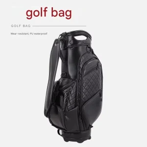 High End Custom logo Mens Black Waterproof PU Zipper Scratch resistant Leather Lightweight Golf Bag Golf Club Set Bag Travel Bag