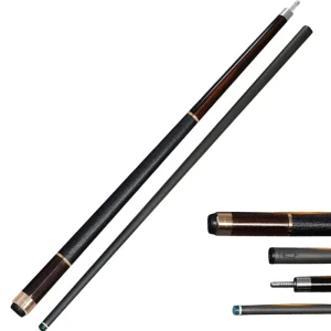 High End Handmade Ebony Wood Real Leather Wrap Carbon Fiber Pool Cue 19.5oz 58 Inch Billiard Cue Stick