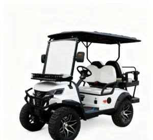 High End White Off Road Electric Golf Cart 4 Seats Sunshade Storage Battery 30Km/h Speed 90km Range Scenic Sightseeing Aluminum