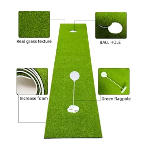 High Grade Indoor Outdoor Golf Putting Practice Mat Artificial Grass Turf with Flagpole for Training Aids