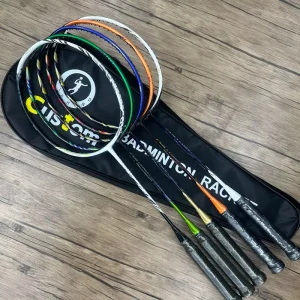 High Modulus Carbon Fiber Badminton Racket High String Tension Offensive Solar Orange Sapphire Blue Unisex Racquet