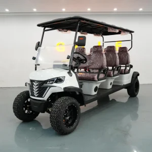 High Power Four Wheel Electric Golf Trolley New Model Mini Golf Cart Metal Construction 5 6 Seats 90km+ Range CE Front