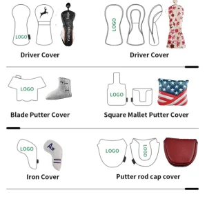 High Quality 10pcs One Set Black PU Leather with White Number Lightweight Golf Irons Club Head Covers