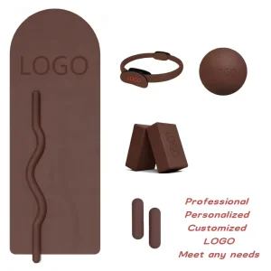 High Quality Brown Pilates Kit Custom Logo Adjustable Ankle Weights Home Gym Fitness Yoga Power Ring Set Long Dumbbell Beam