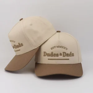 High Quality Custom Logo 5 Panel Dad Hat Embroidered Sports Hats Two Tone Cotton Baseball Caps