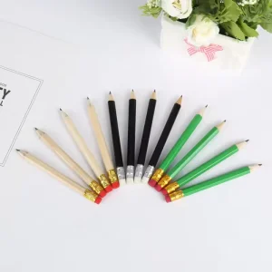 High Quality Custom Mini HB Golf Pencil 3.5″ Wood Natural Accessory for Golf Activities