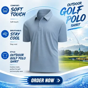 High Quality Custom Printed Quick Dry Breathable Moisture Wicking Short Sleeve Sun Protection Men’s Golf Polo Shirt
