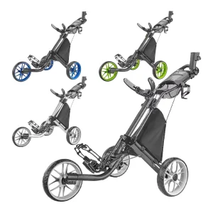 High Quality Easy to Carry Foldable Golf Push Trolley Cart Lightweight 3 Wheels Golf Trolley With Foot Brake