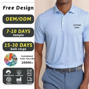 High Quality Factory Custom Logo Your Own Design Logo Quick Dry Sports Digital Printing Knitted Dry Fit Short Sleeve Golf For