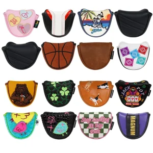 High Quality Golf Accessories Brown Magnetic Leather Mallet Putter Cover Golf Head Covers Golf Waterproof Golf Headcover