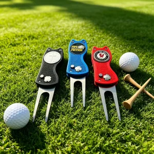 High Quality Metal Custom Logo Golf Divot Repair Tool Factory Direct Fold Golf Pitch Fork