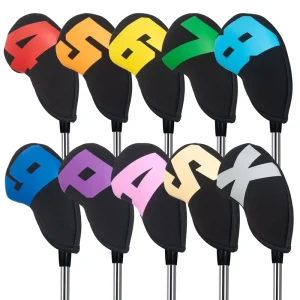 High Quality Neoprene Black Colorful Large Numbers and Letters Golf Headcover Iron Cover Club Golf Head Cover
