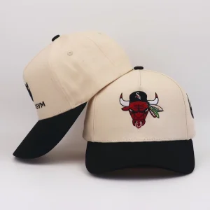 High Quality Oem Flat Embroidery Logo Cotton Gorras Two Colors 5 Panel Custom Baseball Caps