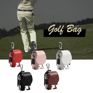 High Quality PU Mini Golf Ball Holder with 2 Tees Soft Golf Waist Pouch Accessory Set Portable