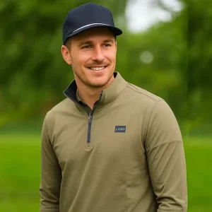 High Quality Printed Golf Quarter Zip Pullover Custom Embroidered Logo Mandarin Collar 100% Polyester Quick Dry Anti Bacterial