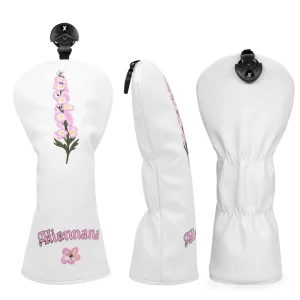 High Quality Pu Leather Golf Club Headcovers Driver Head Cover Leather Embroidery Tree Pink Flowers Custom Driver Head Cover