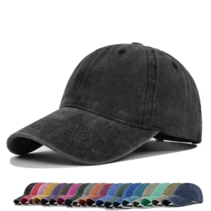 High Quality Washed Vintage Baseball Cap 6-Panel Curved Brim Blank Hat Oversized Fit for Adults & Kids Solid Color
