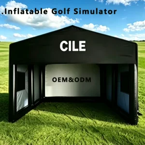 High Quality Waterproof Weather Resistant Inflatable Golf Simulator Movie Screen Tent with Electric Pump 8 10ft Height