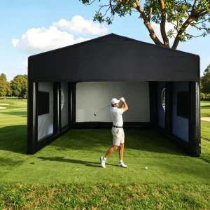 High Quality Waterproof Weather-Resistant Inflatable Golf Simulator Movie Screen Tent with Electric Pump 8-10ft Height
